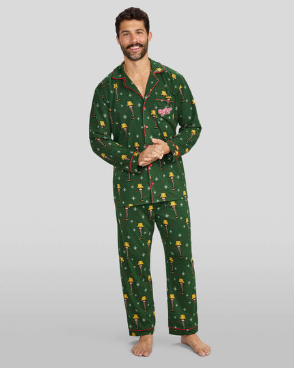 Men's Christmas Story Leg Lamp Lapel Pajama Set