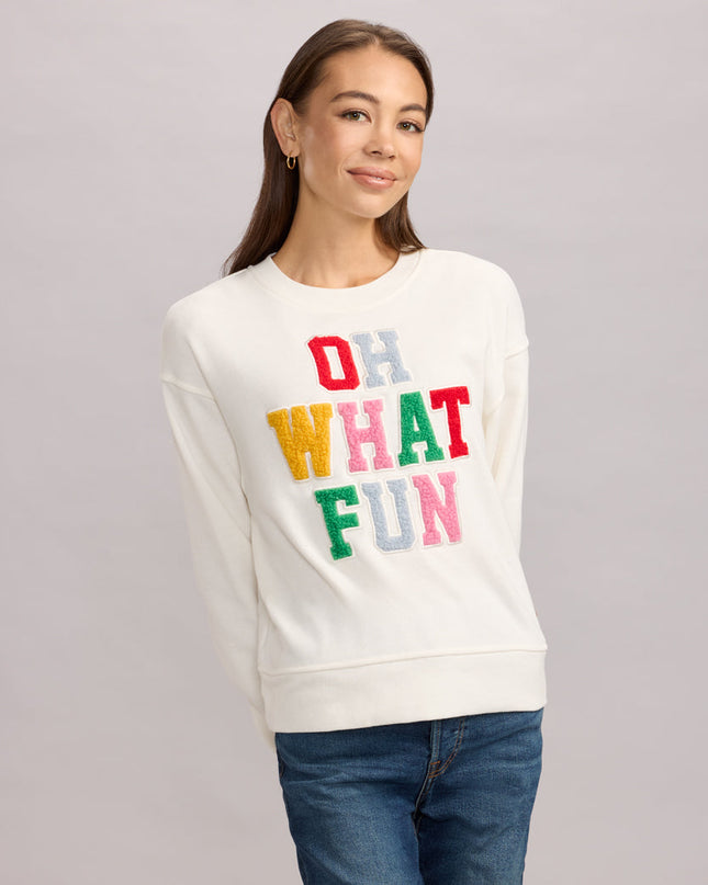Women's Oh What Fun Patch Letter Sweatshirt