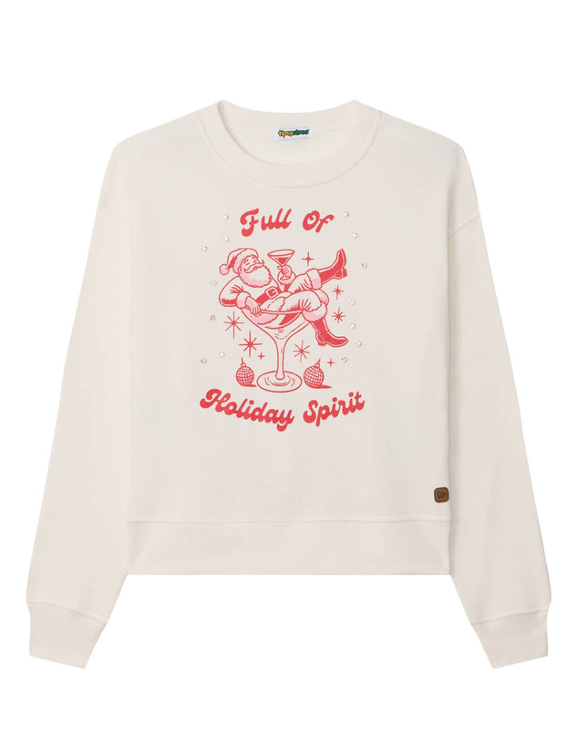 Women's Full of Holiday Spirit Rhinestone Embellished Sweatshirt
