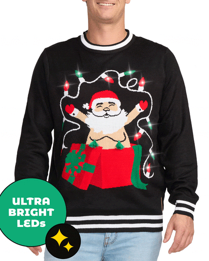 Men's Yuletide Tassels Light Up Ugly Christmas Sweater