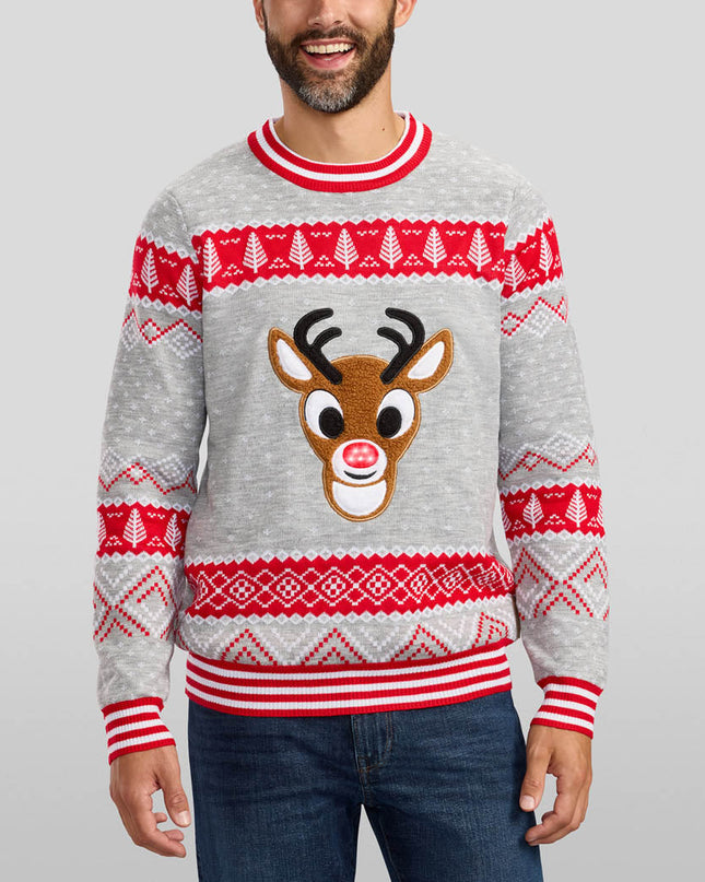 Men's Rudolph Light Up Ugly Christmas Sweater