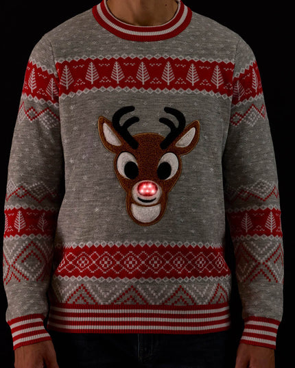 Men's Rudolph Light Up Ugly Christmas Sweater
