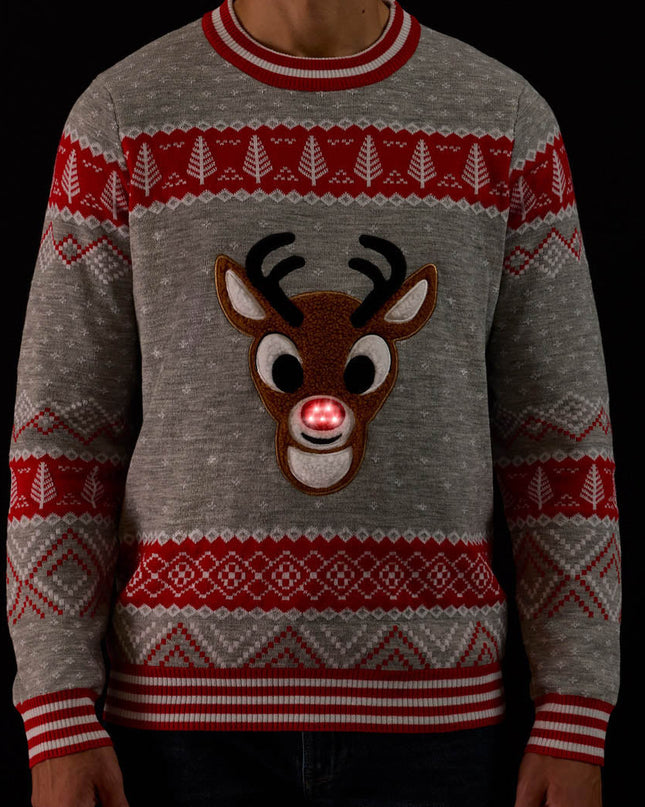 Men's Rudolph Light Up Ugly Christmas Sweater