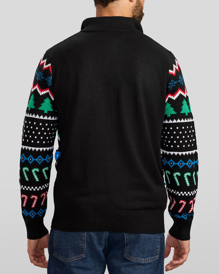 Men's Fair Isle Rudolph Light Up Christmas Cardigan Sweater