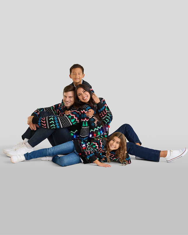Girl's Fair Isle Rudolph Light Up Christmas Cardigan Sweater