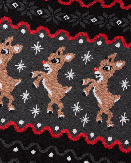 Men's Dark Fair Isle Rudolph Ugly Christmas Sweater