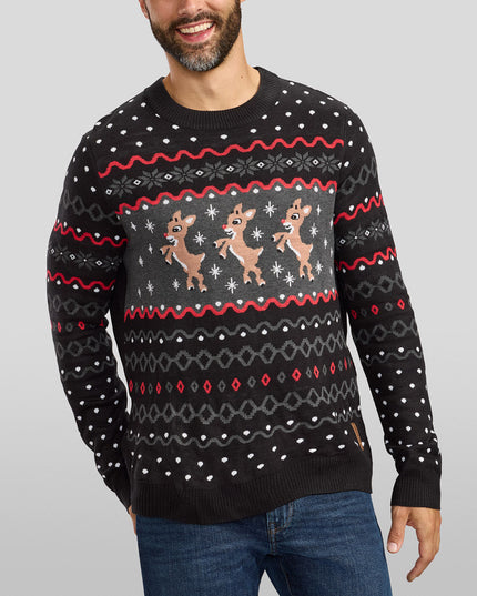 Men's Dark Fair Isle Rudolph Ugly Christmas Sweater