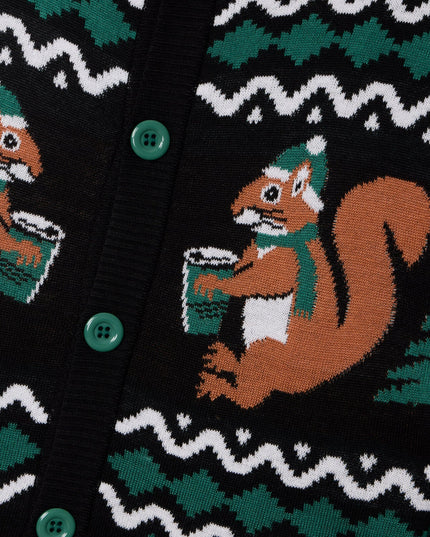 Men's Nutty Noel Ugly Christmas Cardigan Sweater