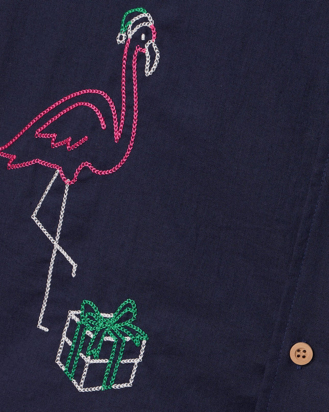 Men's Festive Flamingo Linen Cabana Shirt