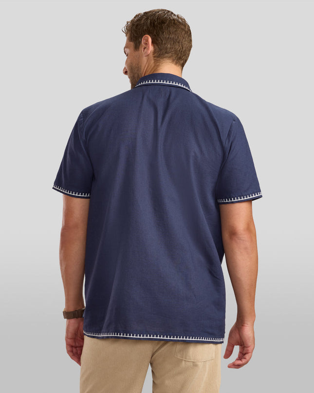 Men's Festive Flamingo Linen Cabana Shirt