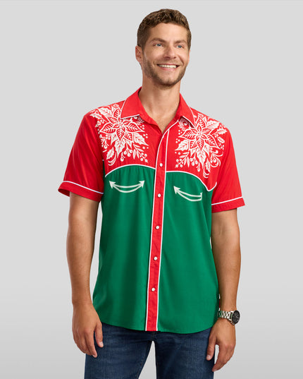 Men's Christmas Cowboy Button Down Shirt