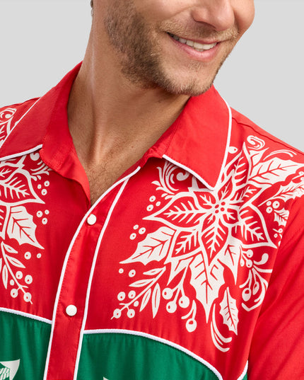 Men's Christmas Cowboy Button Down Shirt