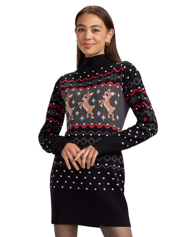 Women's Dark Rudolph Turtleneck Sweater Dress