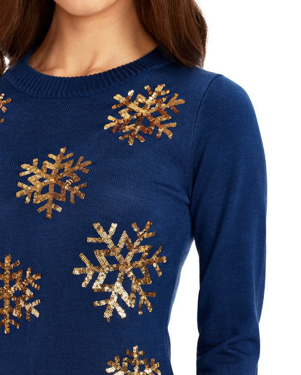Women's Golden Snowflake Sweater Dress