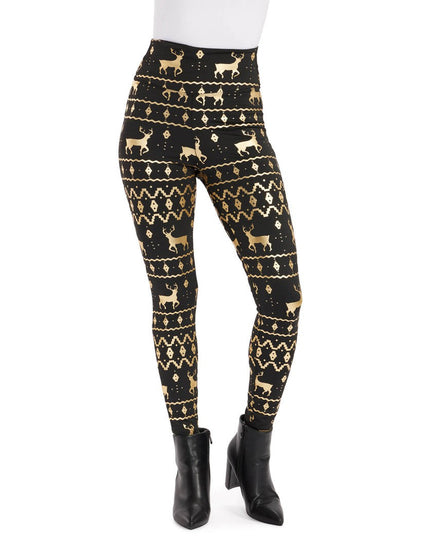 Black and Gold Fair Isle High Waisted Leggings