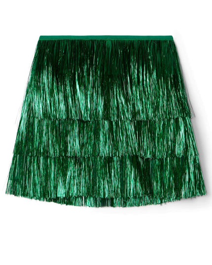Women's Green Tinsel Fringe Shorts