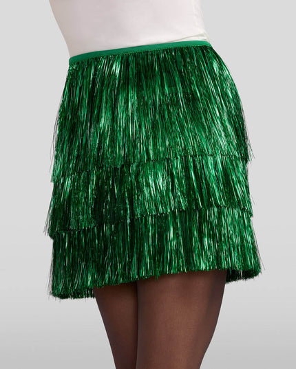 Women's Green Tinsel Fringe Shorts