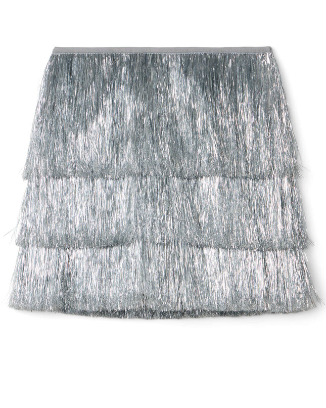 Women's Silver Tinsel Fringe Shorts