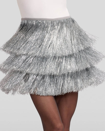 Women's Silver Tinsel Fringe Shorts