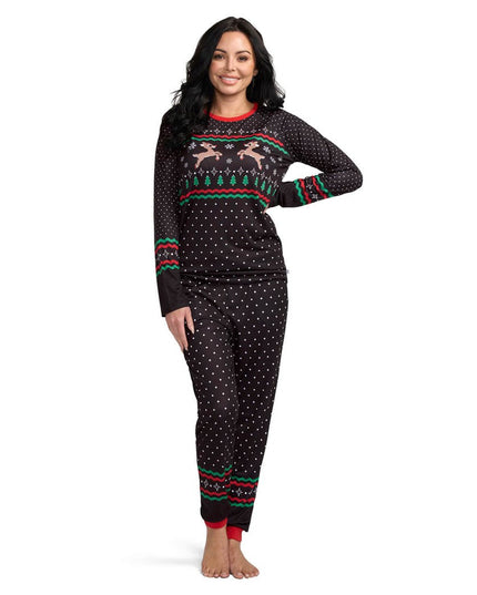 Women's Fair Isle Rudolph Crew Neck Pajama Set