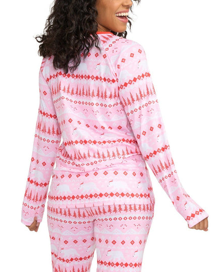Women's Pink Polar Party Crew Neck Pajama Set