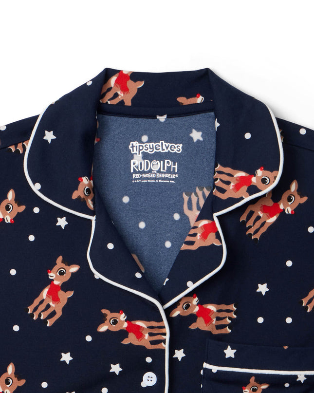 Matching Rudolph Lapel Couples Pajamas