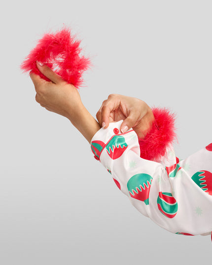 Women's Elegant Ornaments Satin Feather Pajama Set