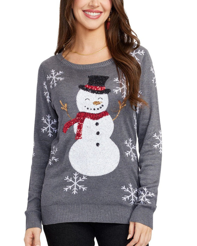 Women's Sequined Snow Day Ugly Christmas Sweater