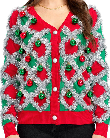 Women's Tacky Tinsel Cardigan Sweater