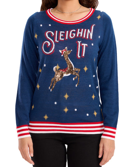 Women's Sleighin' It Ugly Christmas Sweater