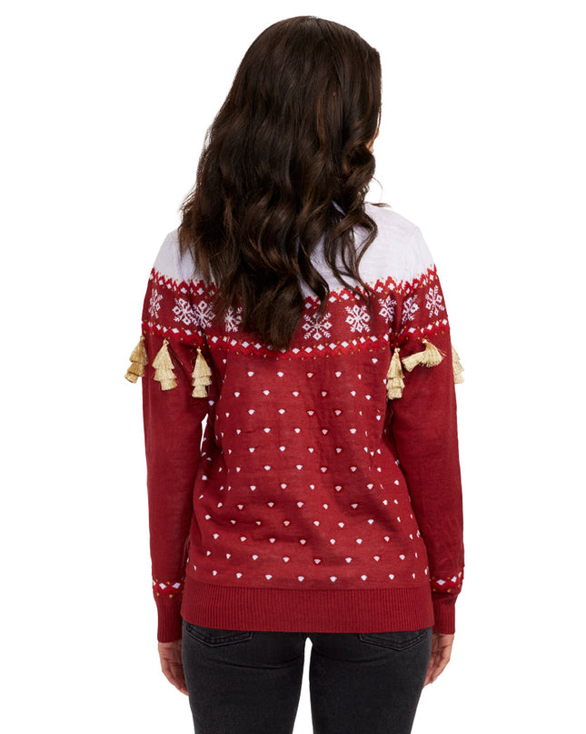 Women's Happy Holidays Tassel Ugly Christmas Sweater