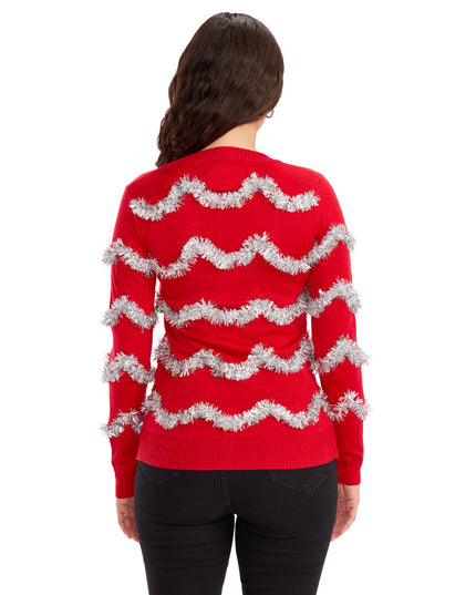 Women's Tinsel Ugly Christmas Cardigan Sweater