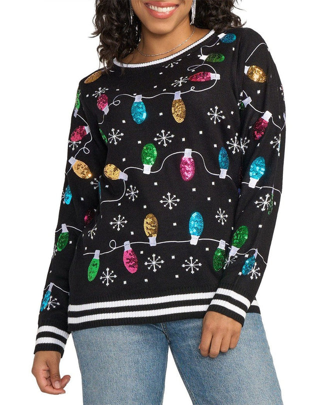 Women's Midnight String of Lights Ugly Christmas Sweater