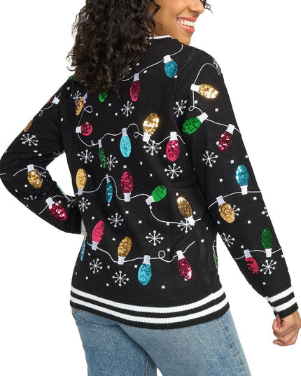 Women's Midnight String of Lights Ugly Christmas Sweater