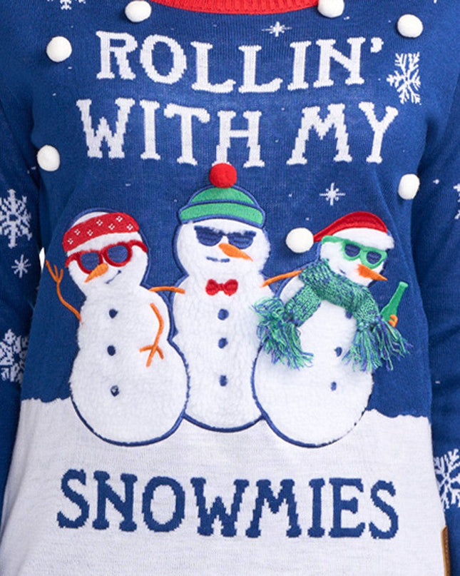 Women's Rollin' With My Snowmies Ugly Christmas Sweater