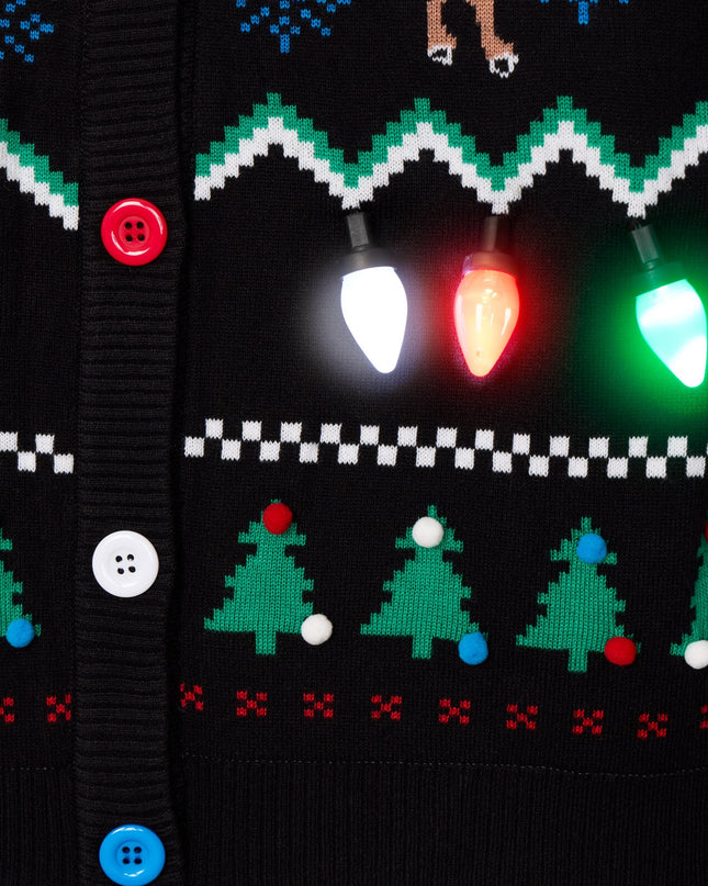 Women's Fair Isle Rudolph Light Up Christmas Cardigan Sweater