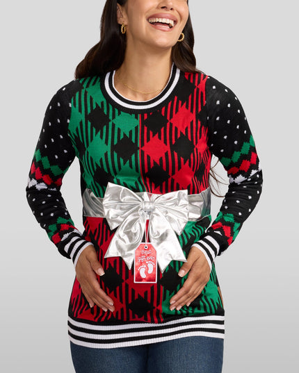 Women's Best Gift Ever Maternity Bow Christmas Sweater