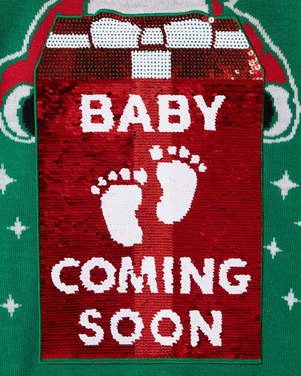 Women's Big Reveal Reversible Sequin Maternity Christmas Sweater