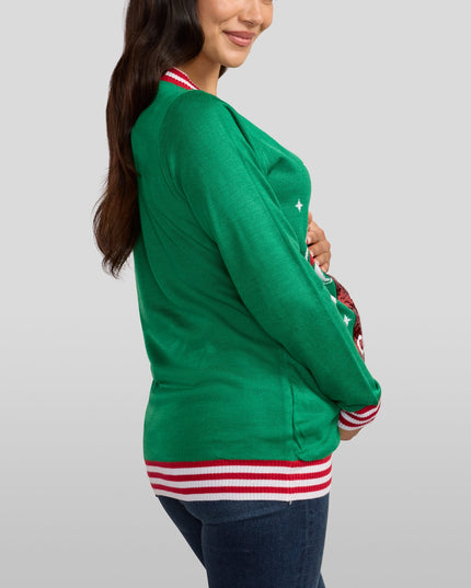 Women's Big Reveal Reversible Sequin Maternity Christmas Sweater
