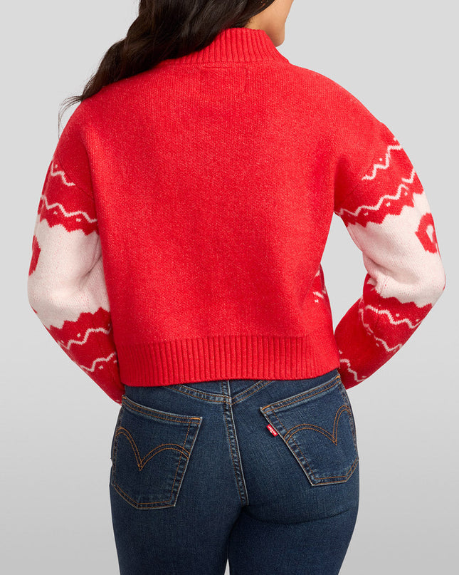 Women's Cozy Knit Bow Cropped Christmas Sweater