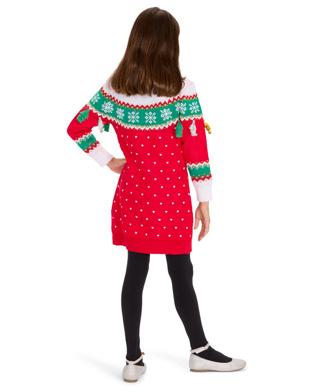 Girl's Merry Christmas Tassel Sweater Dress