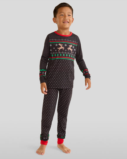 Boy's Fair Isle Rudolph Crew Neck Pajama Set