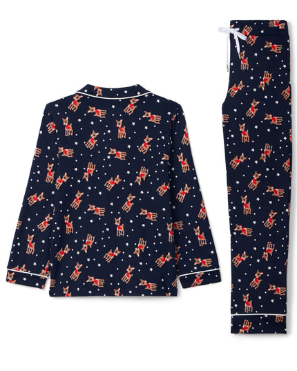 Girl's Rudolph Lapel Pajama Set