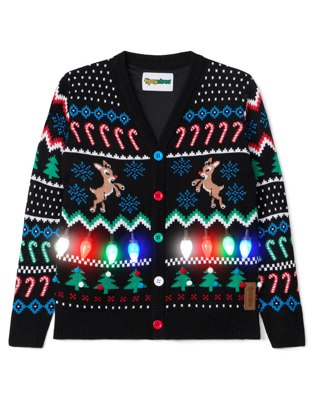 Matching Fair Isle Rudolph Light Up Family Cardigan Sweaters