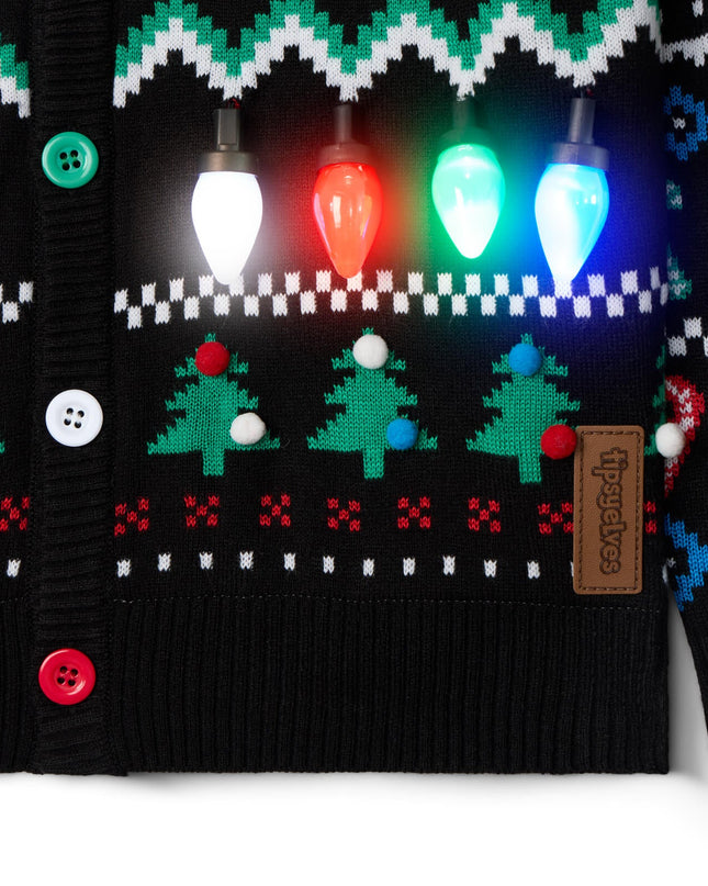 Girl's Fair Isle Rudolph Light Up Christmas Cardigan Sweater