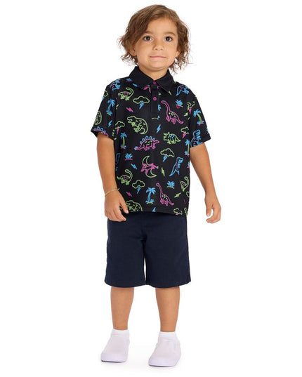 Toddler Boy's Neon Dinosaur Golf Polo