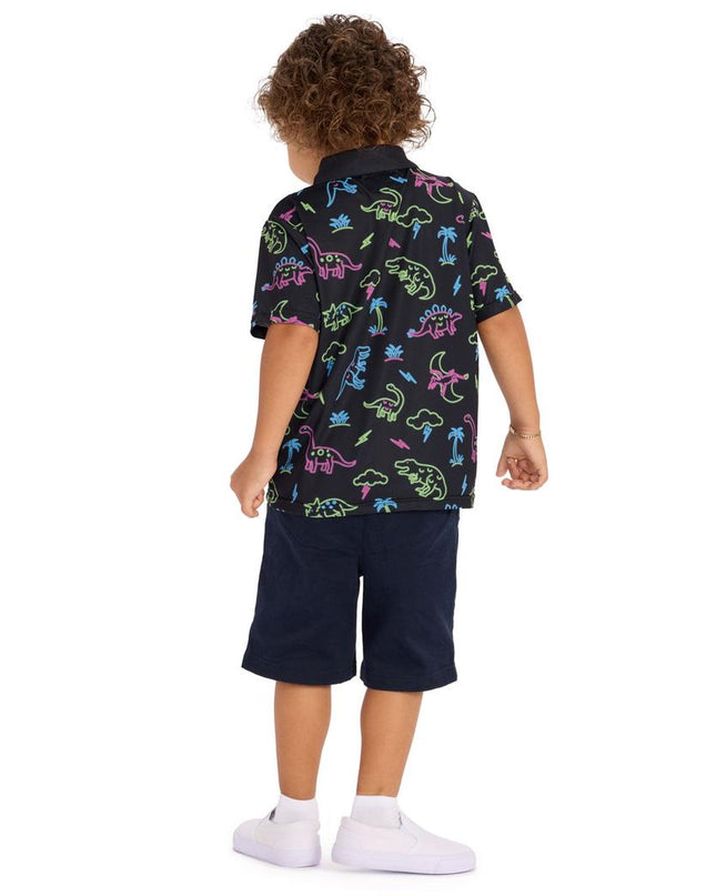Toddler Boy's Neon Dinosaur Polo Shirt