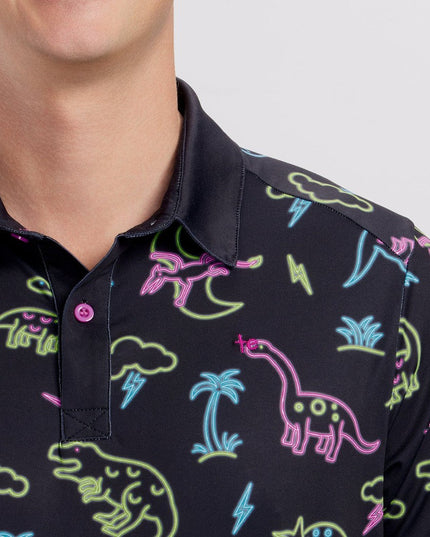 Men's Neon Dinosaur Polo Shirt