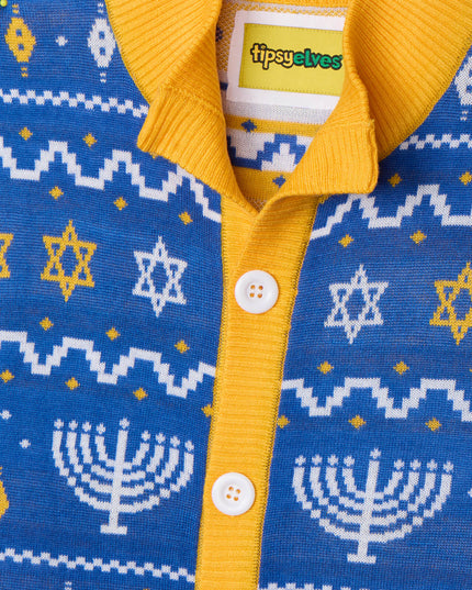 Men's Menorah Print Cardigan Sweater