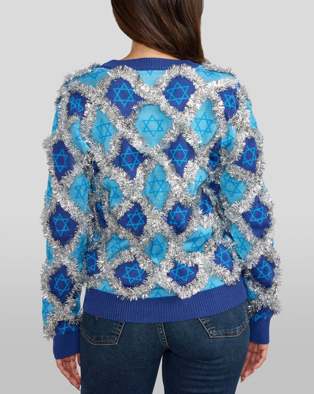 Women's Hanukkah Tinsel Cardigan Sweater